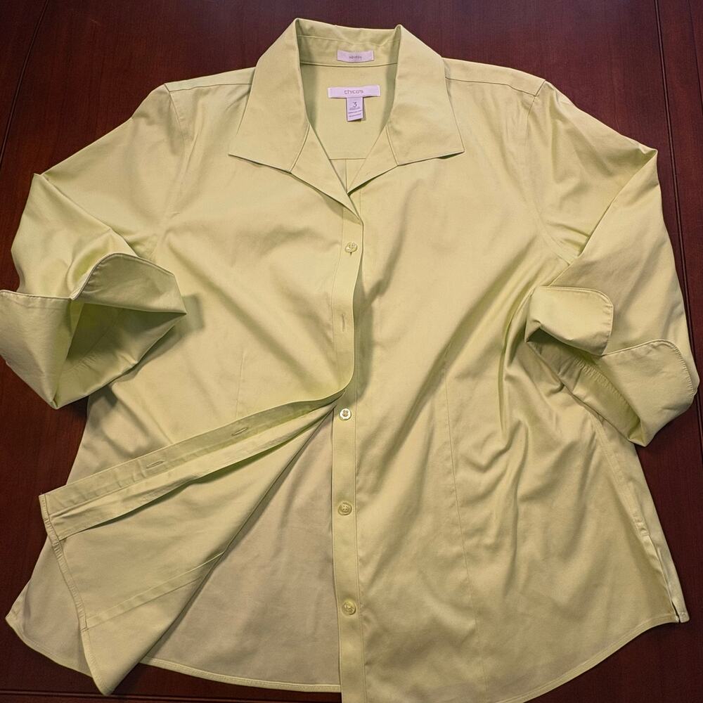 Chico's Green Button Down Shirt Size 3/XL